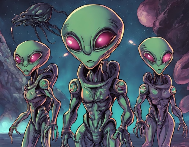 Alien criatura desconhecida OVNI civilização extraterrestre forma de vida humanoide universo