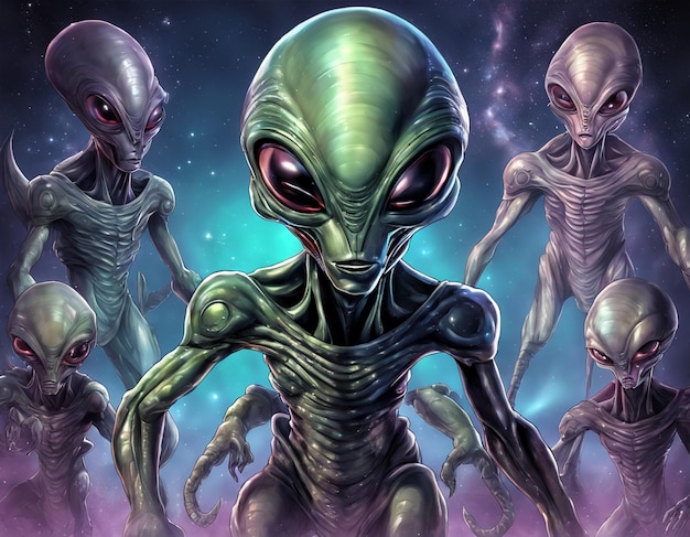 Alien criatura desconhecida OVNI civilização extraterrestre forma de vida humanoide universo