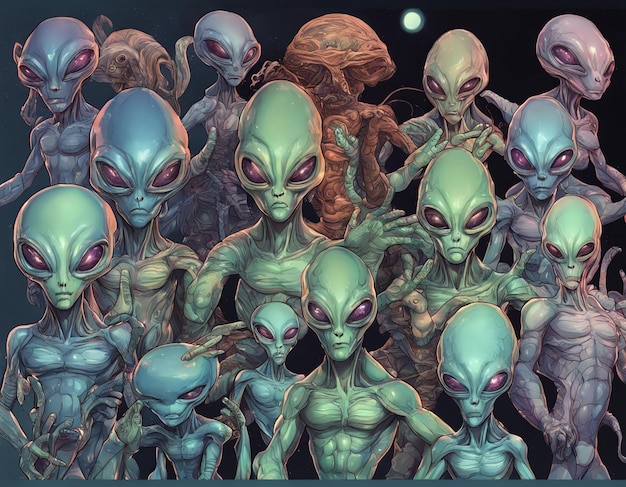 Alien criatura desconhecida UFO civilização extraterrestre forma de vida humanoide universo