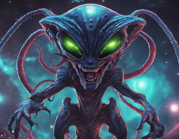 Alien criatura desconocida OVNI civilización extraterrestre forma de vida humanoide universo