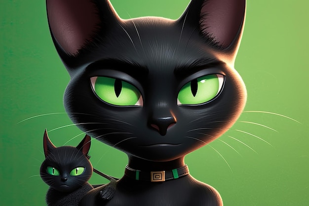 Alien green orion grandes ojos Starfleet gato ilustración generativa ai