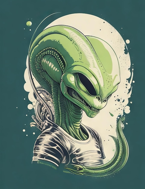 Alien-Illustration für T-Shirt-Druck