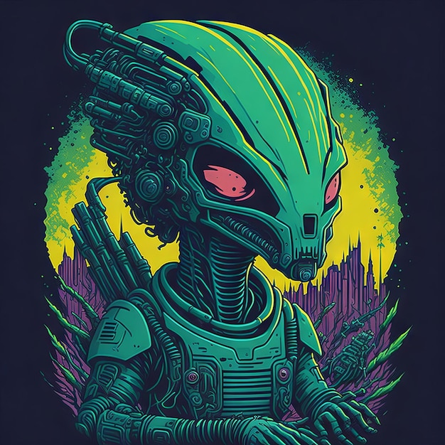Alien-Illustration für T-Shirt-Druck