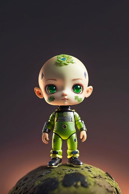 Alien-Kind-Charakterbild, das Cartoon-Anime-Charakter-Tapetenhintergrund 3D-Modellierung modelliert