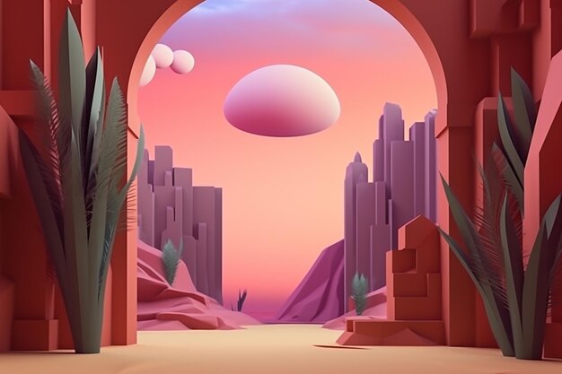 Alien Landscape com Archway e PlanetsxA