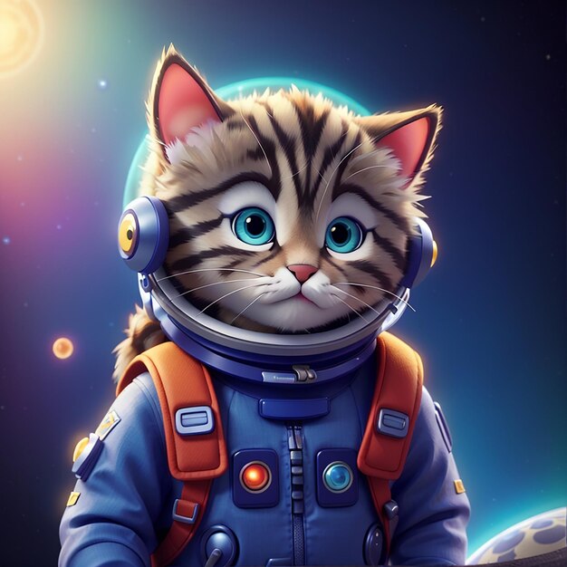 Foto alien lindo con gato lindo alien icono vectorial de dibujos animados ilustración icono de naturaleza animal concepto aislado estilo de dibuyos animados plano vectorial premium