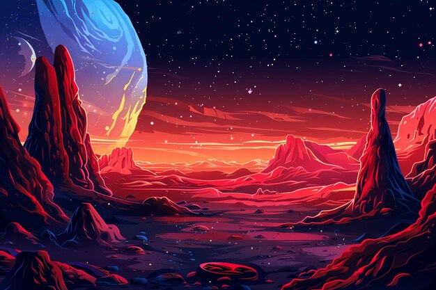 Alien noche planeta paisaje espacio juego de fondo