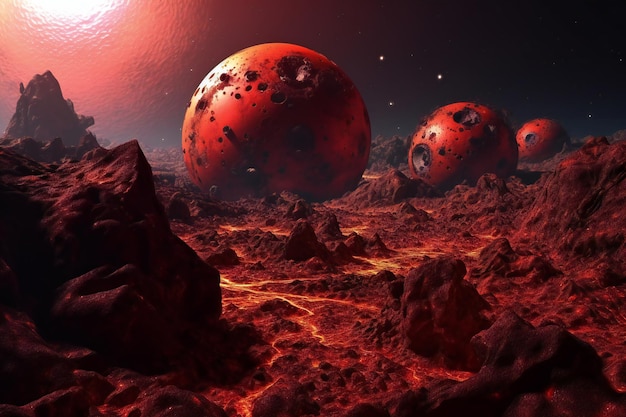 Alien Planet Artwork Rocas y planeta