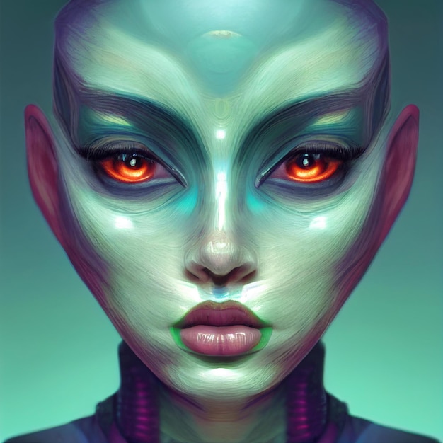 Alien retrato aterrador extraterrestre espeluznante ilustración