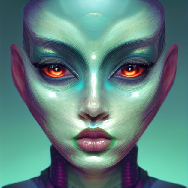 Alien retrato aterrador extraterrestre espeluznante ilustración