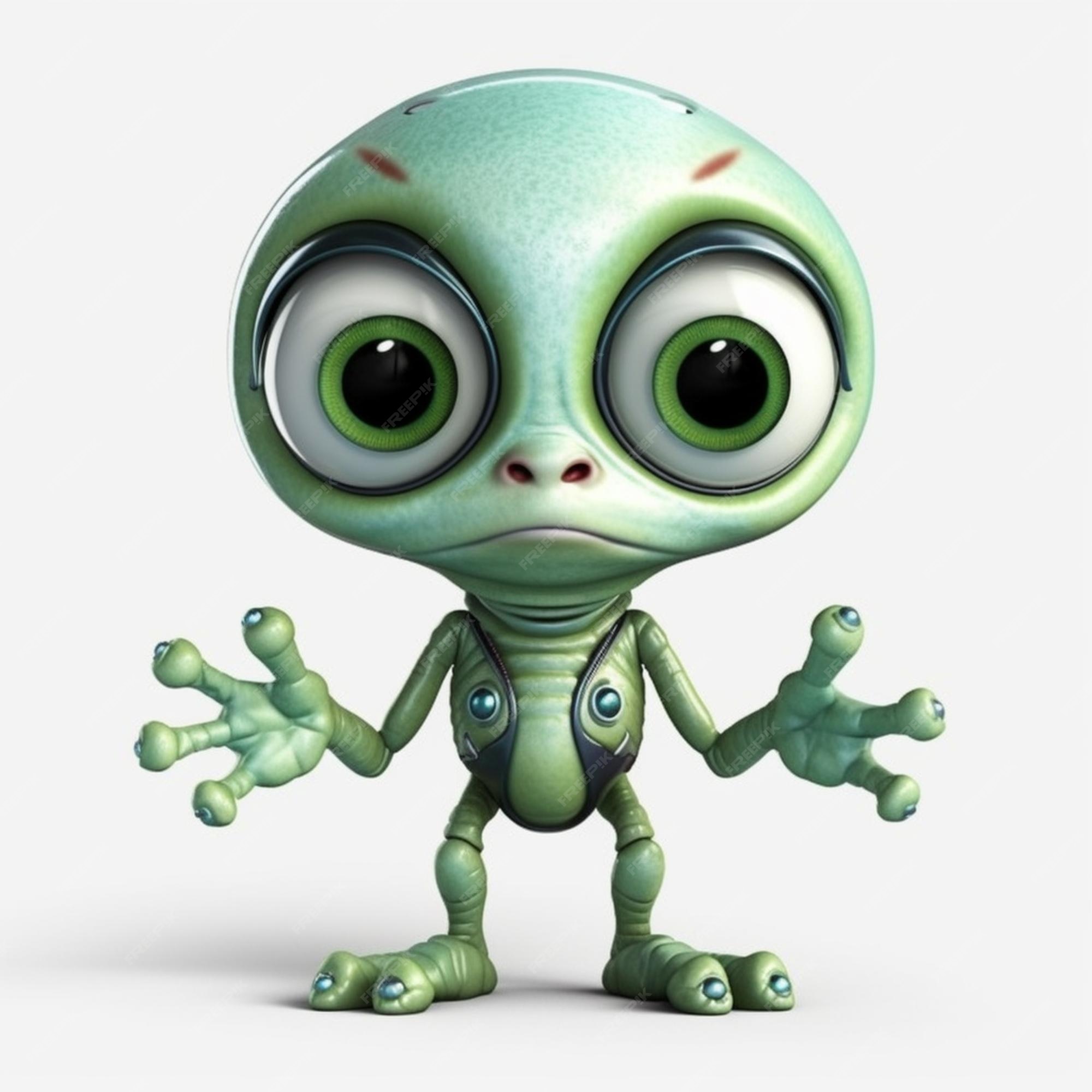 um alienígena verde com um personagem de desenho animado de olhos grandes  em fundo branco 2288422 Vetor no Vecteezy