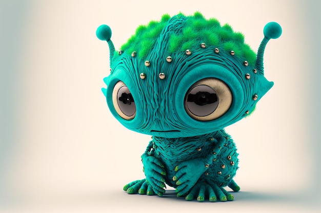 alienígena bonitinho. Pequeno alienígena de fantasia. Pequeno Alien de olhos grandes. IA gerada