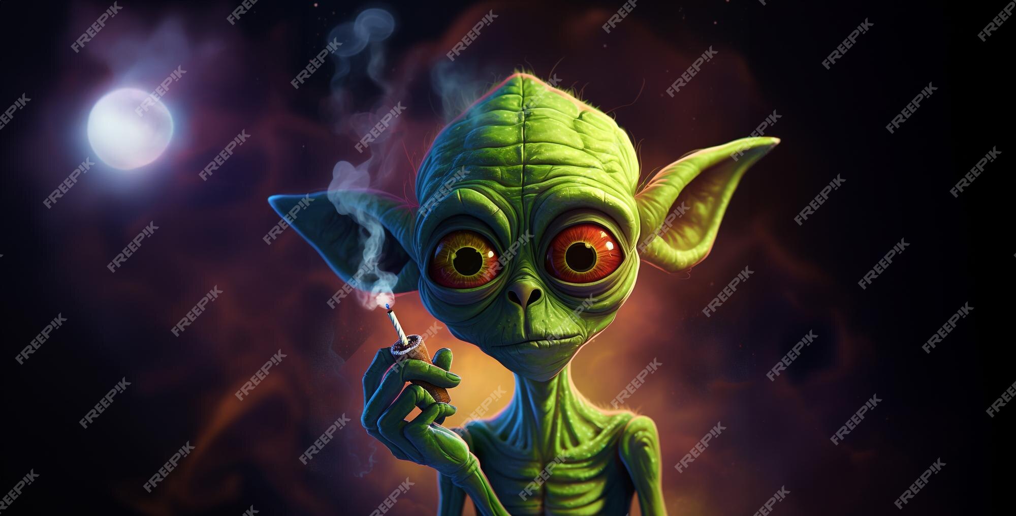 Desenho Animado Alienígena Fumando Maconha PNG , Erva, Arte, Obra De Arte  Imagem PNG e PSD Para Download Gratuito