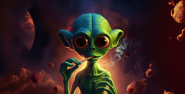 Alienígena dos desenhos animados fumando maconha hd papel de parede