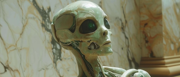 Foto un alienígena humanoide dibujado en 3d