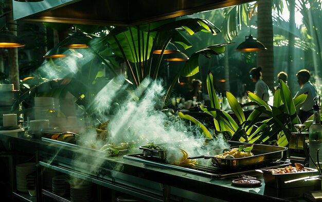 Foto alimentação de grupo de pessoas buffet de comida interior em restaurante