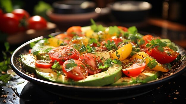 Alimentação saudável Frescura e comida vegetariana numa salada gourmet