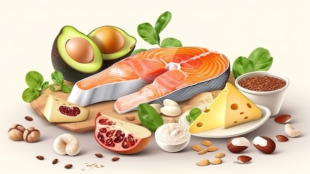 alimentación saludable alimentos plan de comidas proteína grasa Generativo Ai