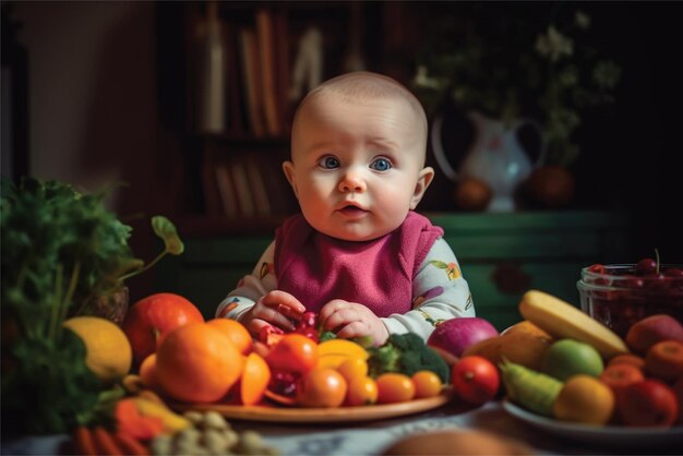 Foto alimentación saludable los niños disfrutan de la comida