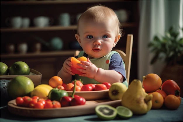 Foto alimentación saludable los niños disfrutan de la comida