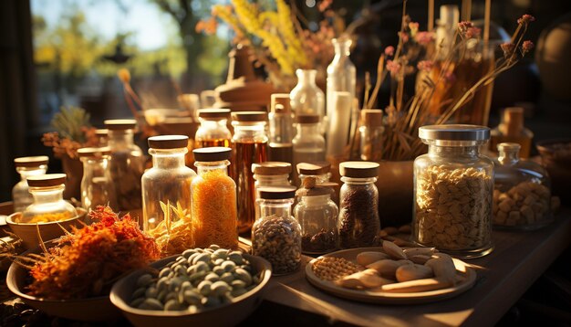 Foto alimentación saludable vegetales orgánicos frescos una variedad de frutas coloridas generadas por la ia