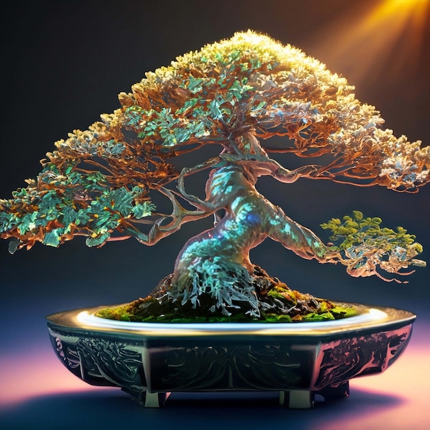 Alimentado por paneles solares integrados este bonsai pulsa con energía