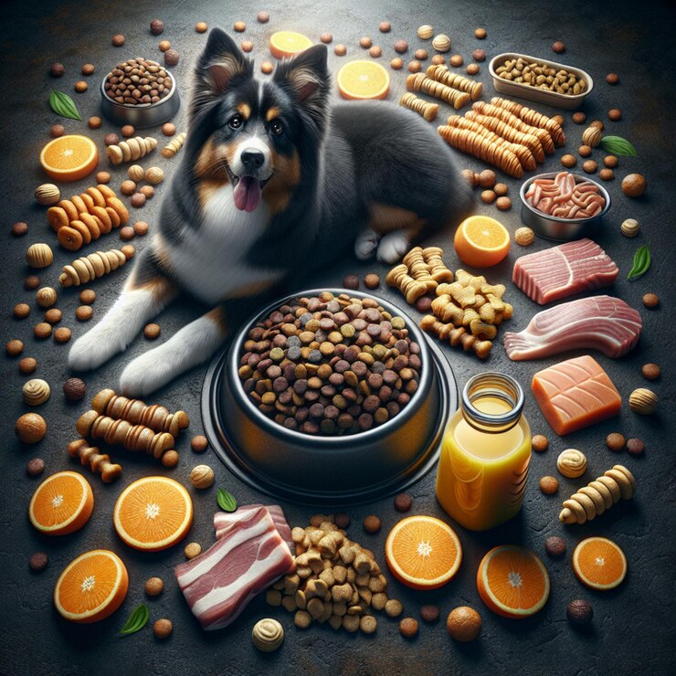 Alimento seco para perros de cerca Fondo de alimento