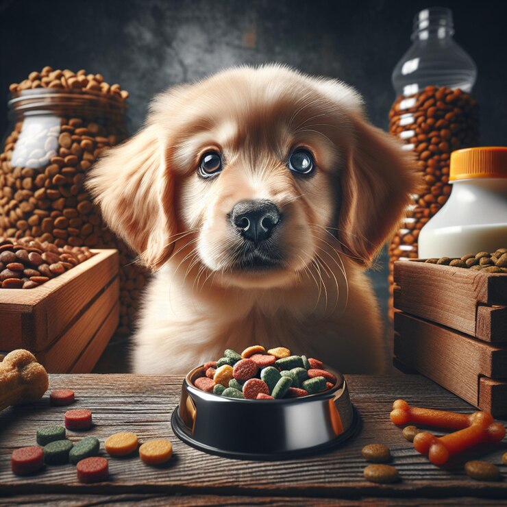 Alimento seco para perros de cerca Fondo de alimento