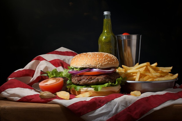 Alimentos americanos verticales al cuadrado