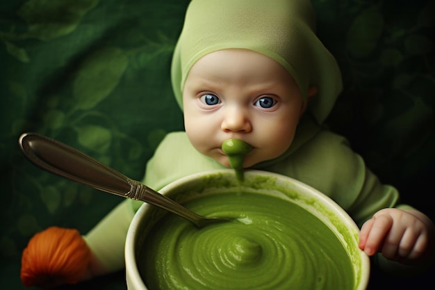 Alimentos para bebés Bebés comen puré de verduras