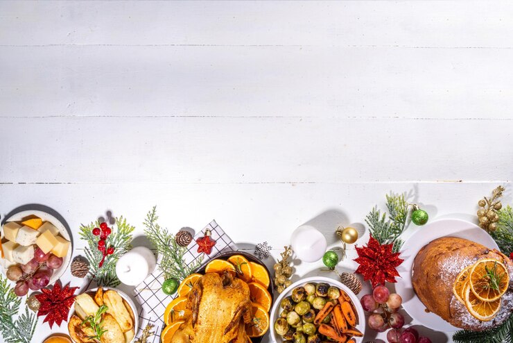 Foto alimentos para la cena de navidad o año nuevo