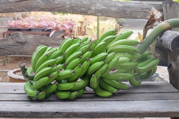 Alimentos crudos orgánicos de plátano crudo verde