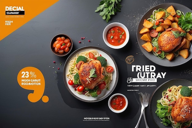 Alimentos culinarios plantilla de promoción con foto publicación en las redes sociales