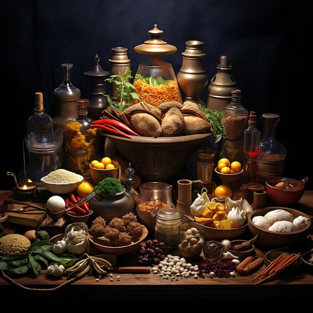 Alimentos y delicias culinarias deliciosos platos ingredientes y preparación de alimentos.