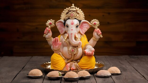 Foto alimentos doces oferecidos enquanto o modak ganapati pooja ou ganesh puja