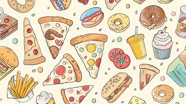 Alimentos e lanches Livro de colorir em negrito para idosos Adultos e crianças Desenhos divertidos e bonitos