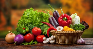 Alimentos orgânicos, legumes na cesta