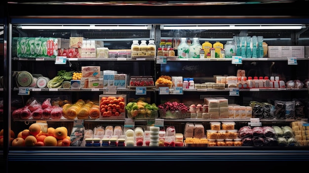 Foto alimentos refrigerados na loja