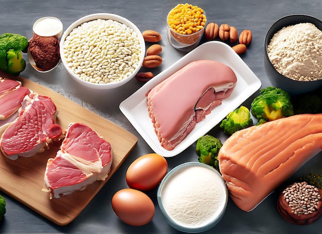 Foto alimentos ricos en fuentes de proteínas