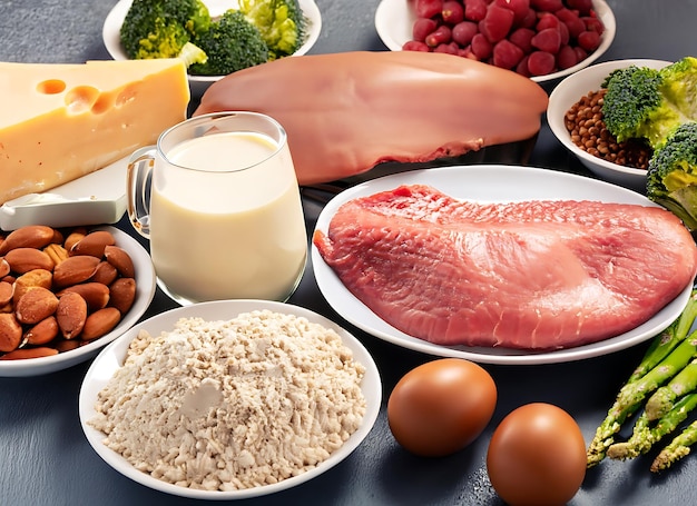 Foto alimentos ricos en fuentes de proteínas