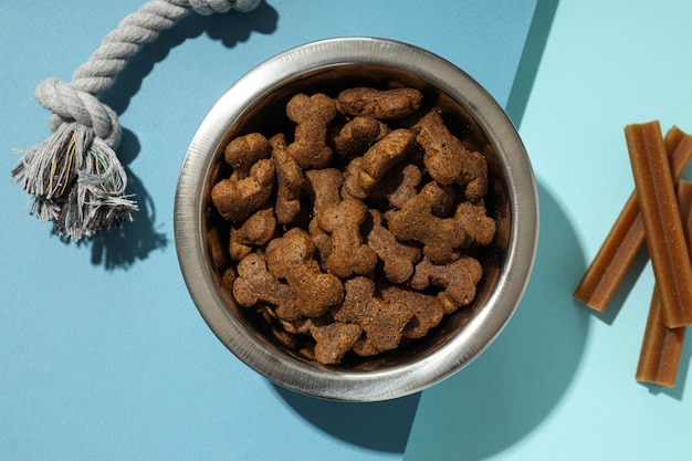 Foto alimentos sabrosos y deliciosos para accesorios para mascotas