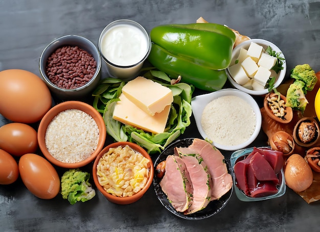 Foto alimentos saludables bajos en carbohidratos dieta cetogénica plan de comidas proteínas grasas