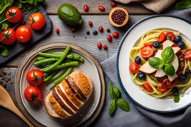 Alimentos saludables para el concepto de dieta mediterránea flexitariana equilibrada
