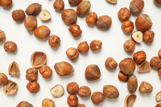 Alimentos saludables y concepto de nutrición saludable nueces avellana