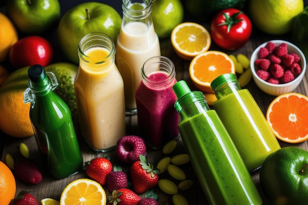 Alimentos sanos y saludables de frutas y verduras verdes en surtido Ingredientes veganos frescos verdes