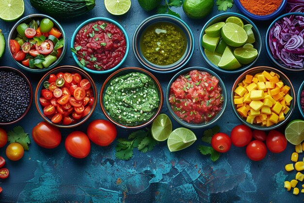 Alimentos veganos coloridos para uma alimentação saudável