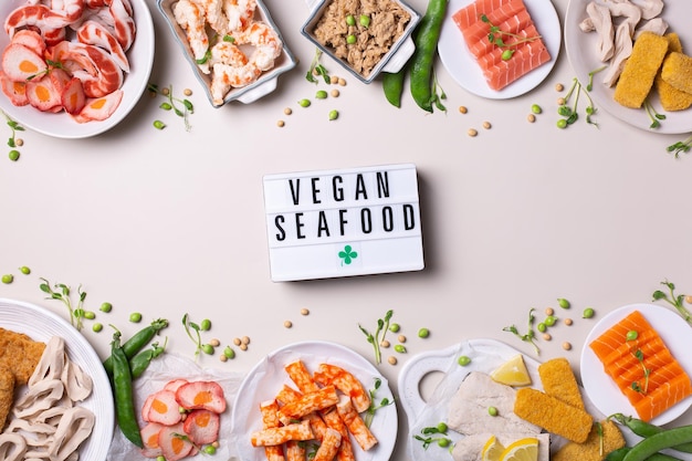 Alimentos veganos para peixes e frutos do mar que reduzem a pegada de carbono