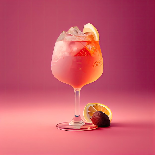 Alkohol-Cocktail auf rosa Hintergrund Tropische Mocktail-Party-Cocktail-Bar trinken abstrakte generative KI-Illustration