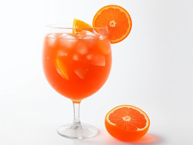 Alkoholischer Aperol Spritz Cocktail im Glas mit Orangenscheiben isoliert auf transparentem Hintergrund