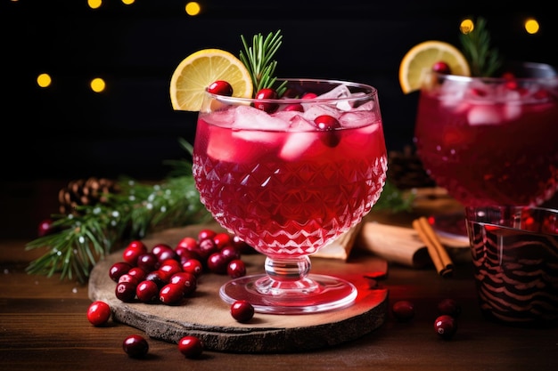 Alkoholischer Berry Bliss Festlicher Feiertagspunsch mit roten Preiselbeeren und einem Hauch von Zitrusfrüchten